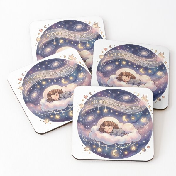 Item preview, Catching Cosmic Dreams Cute Sleeping Girl and Galaxy Sticker designed and sold by DreamyBrushArt.
