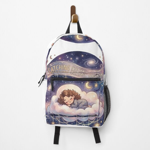 Item preview, Catching Cosmic Dreams Cute Sleeping Girl and Galaxy Sticker designed and sold by DreamyBrushArt.