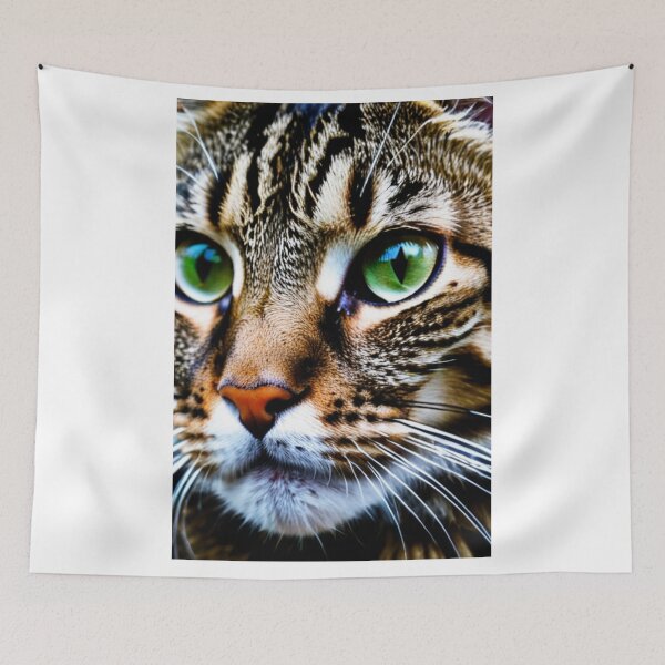 Item preview, Animals - Tabby Cat with a Hypnotic Gaze, Feline Portrait with Green Eyes designed and sold by World-Pets.