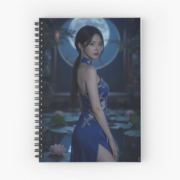 Item preview, Sapphire Night Beauty – Moonlit Cheongsam Portrait designed and sold by SEIMEI2025.