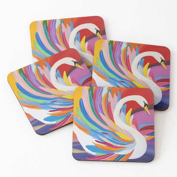 Item preview, Vibrant Multicolour Feathered Elegant Swan designed and sold by Pierce Millington Gallery.