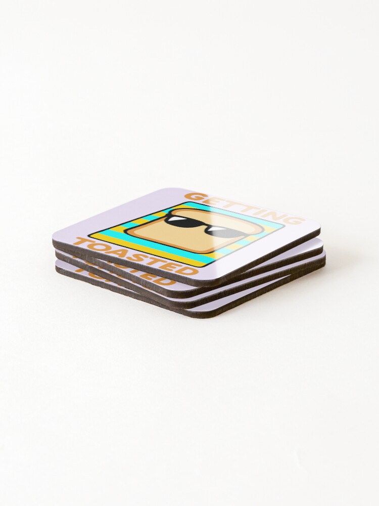 Thumbnail 4 of 5, Coasters (Set of 4), Getting Toasted - Sunbathing Toast designed and sold by ReviloIsFree.