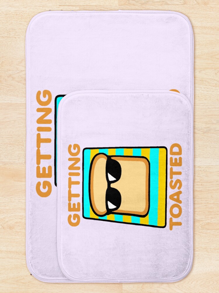 Thumbnail 5 of 6, Bath Mat, Getting Toasted - Sunbathing Toast designed and sold by ReviloIsFree.