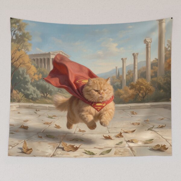 Item preview, Flying Super Cat in Red Cape designed and sold by Anatolii_Kys.