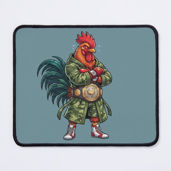 Item preview, Badass Boxing Rooster Champion Camo Robe Gold Belt Mascot designed and sold by BreezifyDesignStudio.