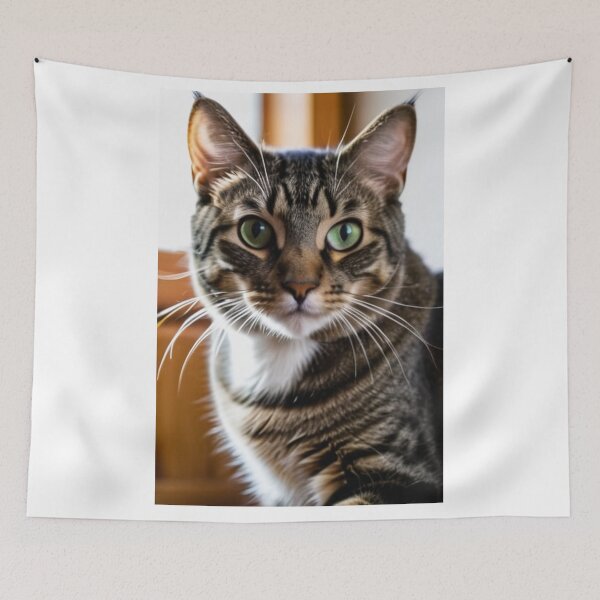 Item preview, Animals - Tabby Cat with Emerald Eyes, Expressive Feline Portrait designed and sold by World-Pets.