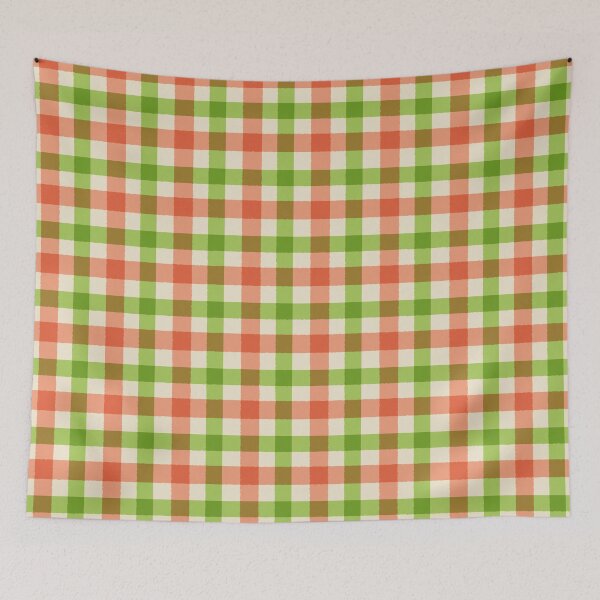 Item preview, Citrus Green Orange Retro Plaid Check Pattern designed and sold by DColourMuse.