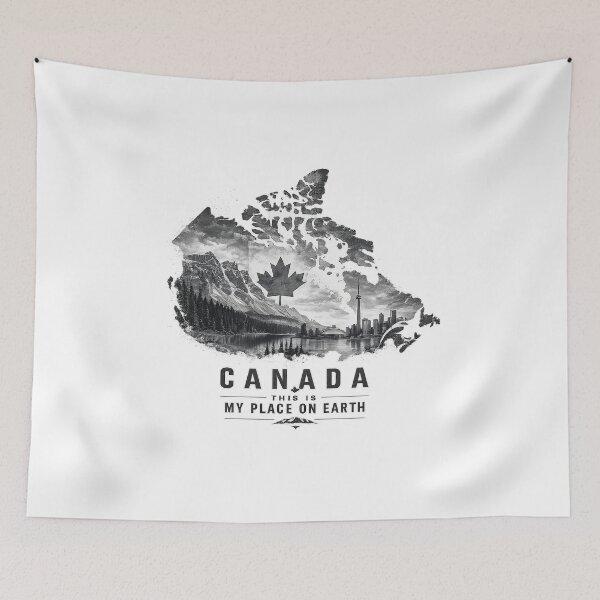 Item preview, Canada Monochrome Travel Map Wall Art designed and sold by JMDG Studio.