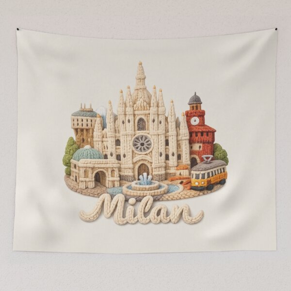 Item preview, Cute Knitted Milan Landmark | Handmade Yarn City Travel Knit Souvenir designed and sold by Moons Studio.