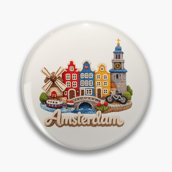 Item preview, Cute Knitted Amsterdam Landmark | Handmade Yarn City Travel Knit Souvenir designed and sold by Moons Studio.