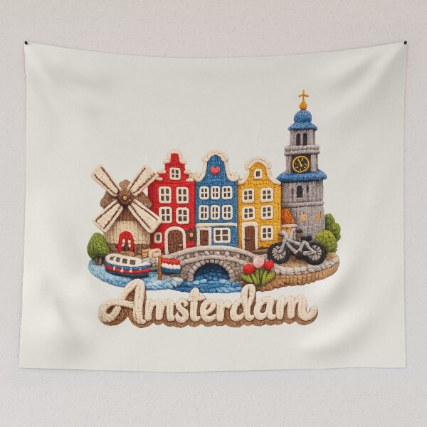 Item preview, Cute Knitted Amsterdam Landmark | Handmade Yarn City Travel Knit Souvenir designed and sold by Moons Studio.