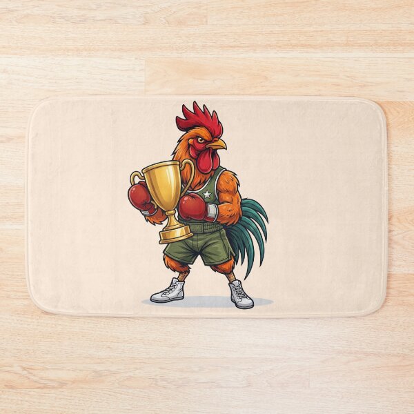 Item preview, Badass Boxing Rooster Holding Gold Trophy Winner Mascot designed and sold by BreezifyDesignStudio.