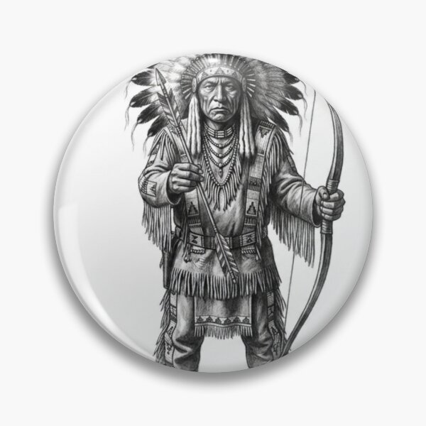 Item preview, Sioux Chief Warrior - Traditional Native American Chief with Bow designed and sold by BoldConcept43.