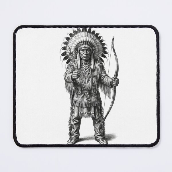 Item preview, Sioux Chief Warrior - Traditional Native American Chief with Bow designed and sold by BoldConcept43.
