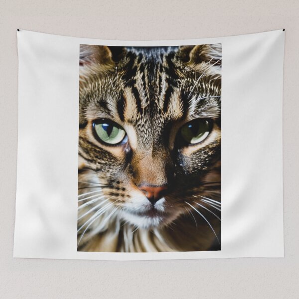 Item preview, Animals - Tabby Cat with Emerald Eyes, Hypnotic Close-Up Portrait designed and sold by World-Pets.
