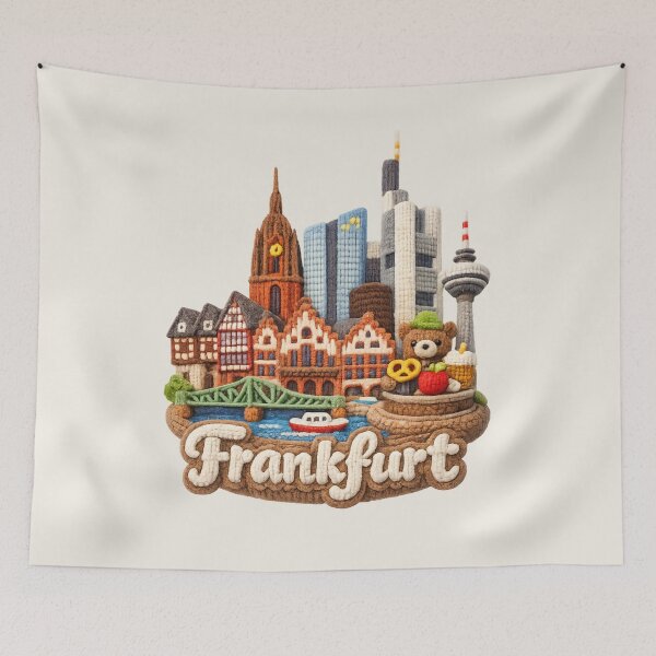 Item preview, Cute Knitted Frankfurt Landmark | Handmade Yarn Knit City Travel Souvenir designed and sold by Moons Studio.