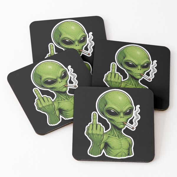 Item preview, Rebellious Green Alien Giving The Finger designed and sold by Owcomm.