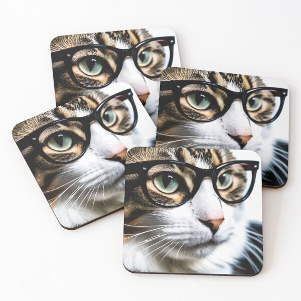 Item preview, Animals - Tabby Cat with Glasses, Humorous and Quirky Portrait designed and sold by World-Pets.