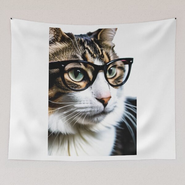 Item preview, Animals - Tabby Cat with Glasses, Humorous and Quirky Portrait designed and sold by World-Pets.