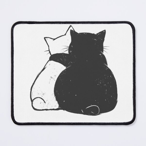 Item preview, Cute Cat Illustration – Always by Your Side designed and sold by Cute & Funny Hand-Drawn Prints | Happy Doodle Friends Shop.