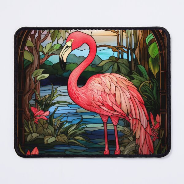 Item preview, Flamingo Stained Glass Art Tropical Mosaic Design designed and sold by pinkal.