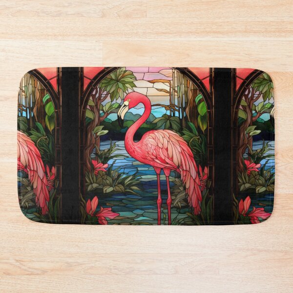 Item preview, Flamingo Stained Glass Art Tropical Mosaic Design designed and sold by pinkal.