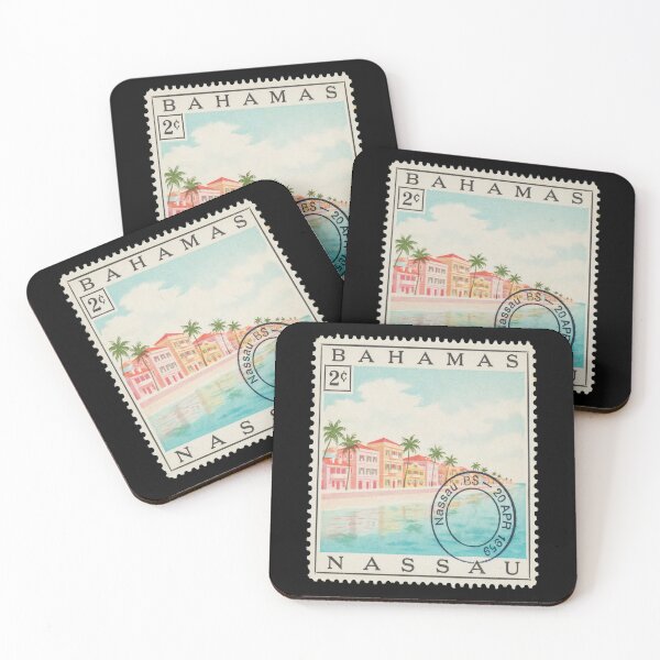 Item preview, Nassau Bahamas Colonial Harbor Turquoise Stamp Sticker designed and sold by stickercuffs.