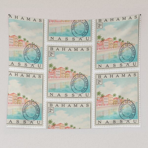 Item preview, Nassau Bahamas Colonial Harbor Turquoise Stamp Sticker designed and sold by stickercuffs.
