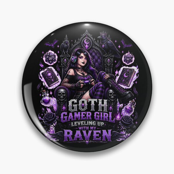 Item preview, Goth Gamer Girl Aesthetic - Gothic Gaming Raven designed and sold by BadhbhLoot.