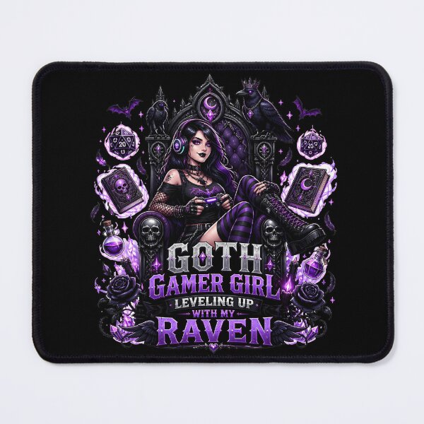 Item preview, Goth Gamer Girl Aesthetic - Gothic Gaming Raven designed and sold by BadhbhLoot.