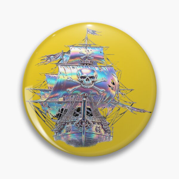 Item preview, Holographic Pirate Ship - Chrome Ship with Rainbow Sails & Jolly Roger designed and sold by RAYBIL.