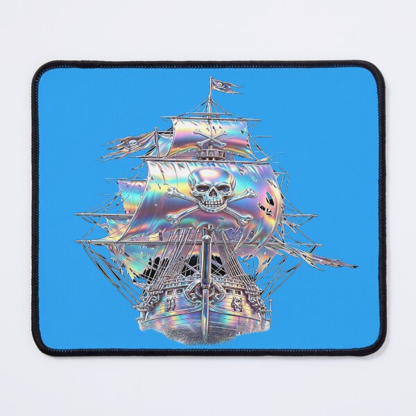Item preview, Holographic Pirate Ship - Chrome Ship with Rainbow Sails & Jolly Roger designed and sold by RAYBIL.