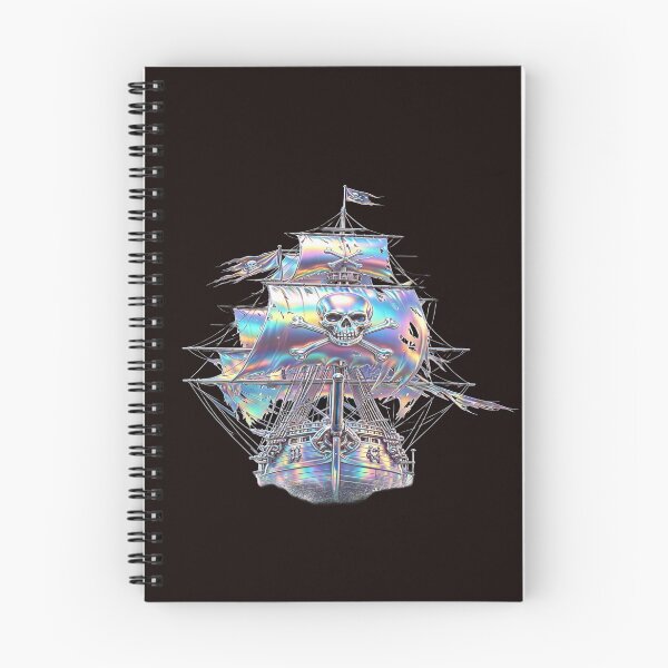 Item preview, Holographic Pirate Ship - Chrome Ship with Rainbow Sails & Jolly Roger designed and sold by RAYBIL.