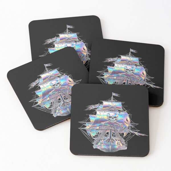Item preview, Holographic Pirate Ship - Chrome Ship with Rainbow Sails & Jolly Roger designed and sold by RAYBIL.