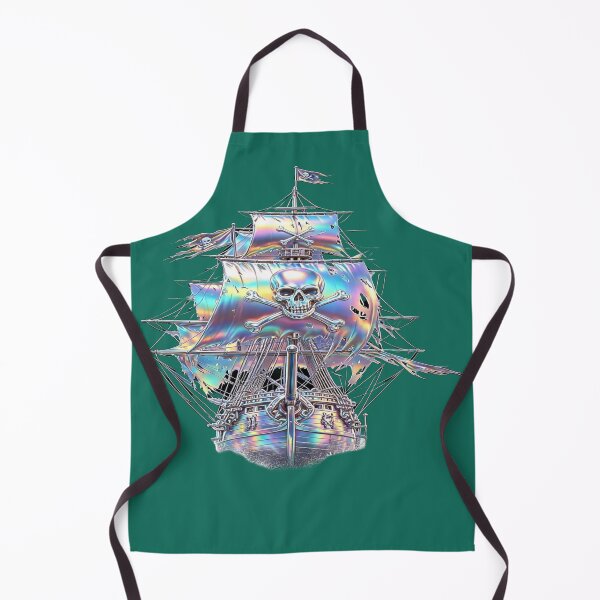 Item preview, Holographic Pirate Ship - Chrome Ship with Rainbow Sails & Jolly Roger designed and sold by RAYBIL.