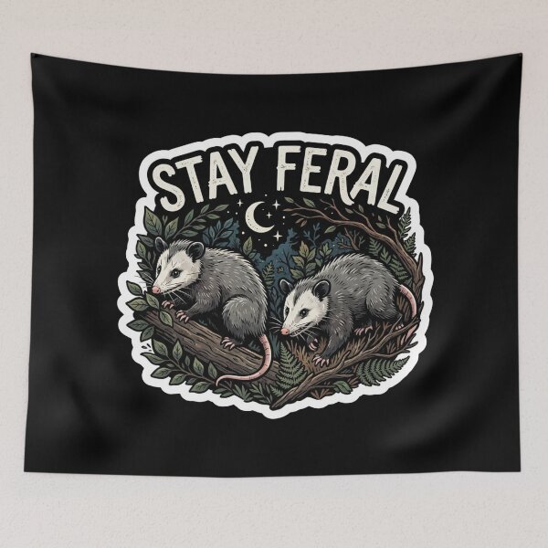 Item preview, Stay Feral Opossum In The Night designed and sold by Owcomm.
