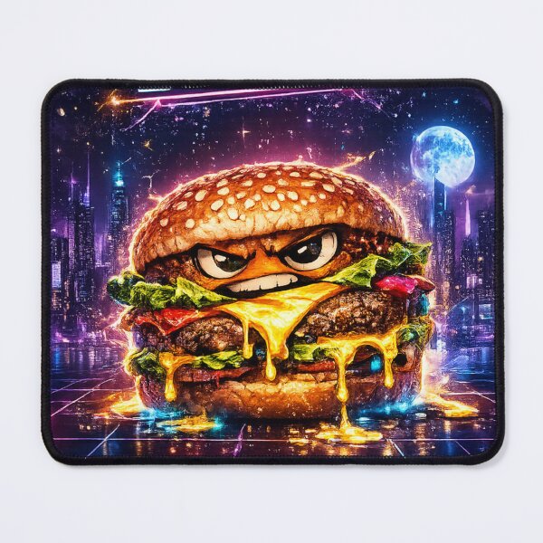 Item preview, Cyberpunk Burger Neon T-Shirt | Sci-Fi Food Graphic Apparel designed and sold by irfanshikh.