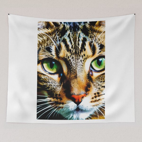 Item preview, Animals - Tabby Cat, Hyper-realistic Portrait with Green Eyes designed and sold by World-Pets.