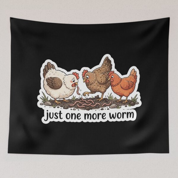 Item preview, Cute Three Chickens Eating Earthworms Cartoon designed and sold by Owcomm.