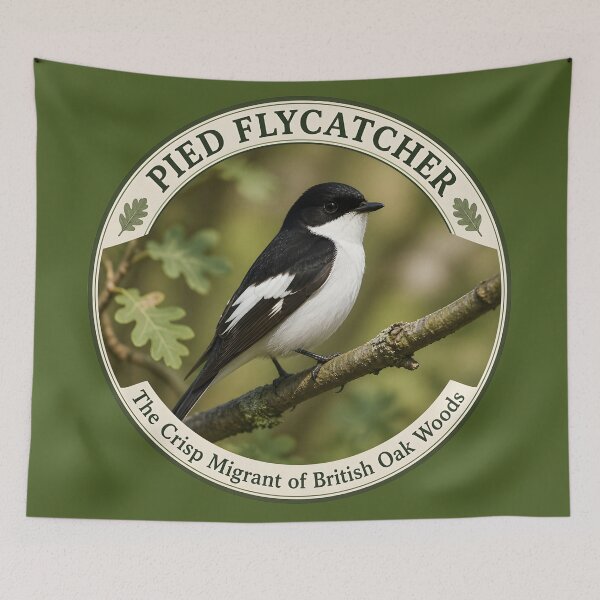 Item preview, PIED FLYCATCHER – The Crisp Migrant of British Oak Woods designed and sold by The Digital Compass.