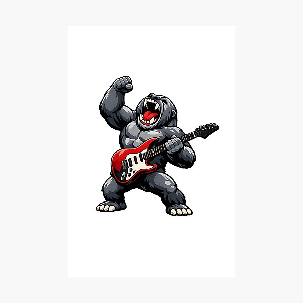 Item preview, Rock Gorilla Playing Electric Base Guitar designed and sold by ROARSOME DESiGNS.