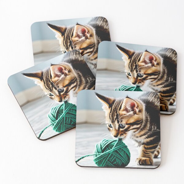 Item preview, Animals - Tabby Kitten, Playful Curiosity with a Ball of Yarn designed and sold by World-Pets.