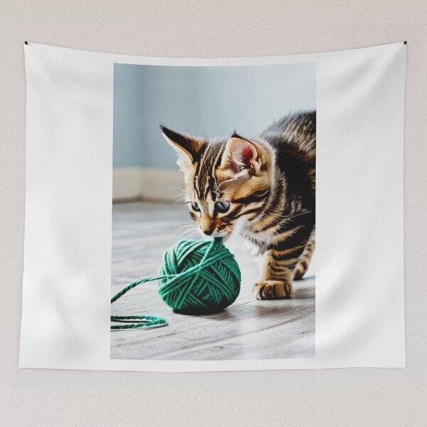 Item preview, Animals - Tabby Kitten, Playful Curiosity with a Ball of Yarn designed and sold by World-Pets.