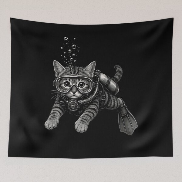 Item preview, Scuba Diving Cat Underwater Adventure designed and sold by yoddel.