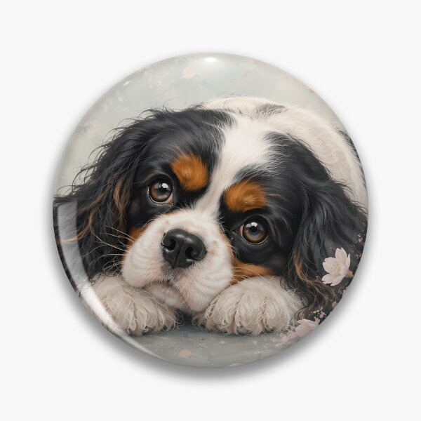 Item preview, Cavalier King Charles Spaniel Cherry Blossom Art | Tricolor Cavalier Dog | Sakura Watercolor Illustration | Cute Puppy Wall Decor | Floral Pet Portrait | Dog Lover Gift designed and sold by ManJiangHong.