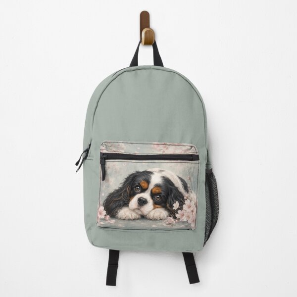 Item preview, Cavalier King Charles Spaniel Cherry Blossom Art | Tricolor Cavalier Dog | Sakura Watercolor Illustration | Cute Puppy Wall Decor | Floral Pet Portrait | Dog Lover Gift designed and sold by ManJiangHong.