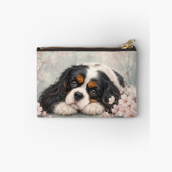 Item preview, Cavalier King Charles Spaniel Cherry Blossom Art | Tricolor Cavalier Dog | Sakura Watercolor Illustration | Cute Puppy Wall Decor | Floral Pet Portrait | Dog Lover Gift designed and sold by ManJiangHong.