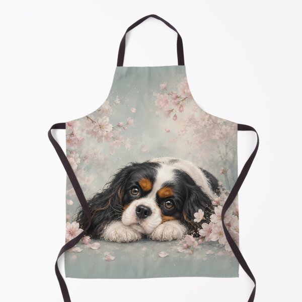 Item preview, Cavalier King Charles Spaniel Cherry Blossom Art | Tricolor Cavalier Dog | Sakura Watercolor Illustration | Cute Puppy Wall Decor | Floral Pet Portrait | Dog Lover Gift designed and sold by ManJiangHong.