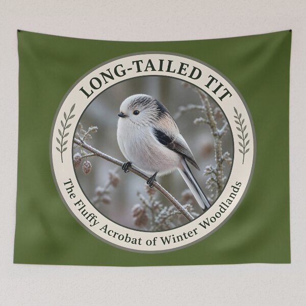 Item preview, LONG‑TAILED TIT – The Fluffy Acrobat of Winter Woodlands designed and sold by The Digital Compass.