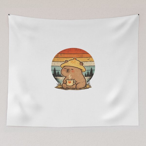 Item preview, Retro Capybara Camping T-Shirt designed and sold by jerlinabechiv.
